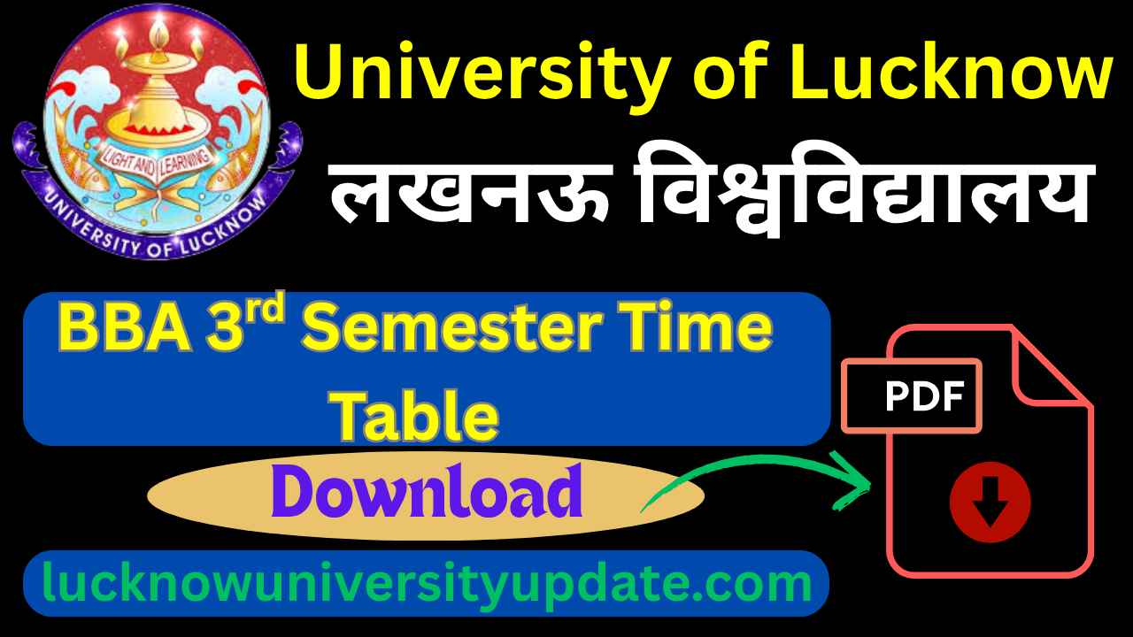 University of Lucknow BBA 3rd Semester Time Table
