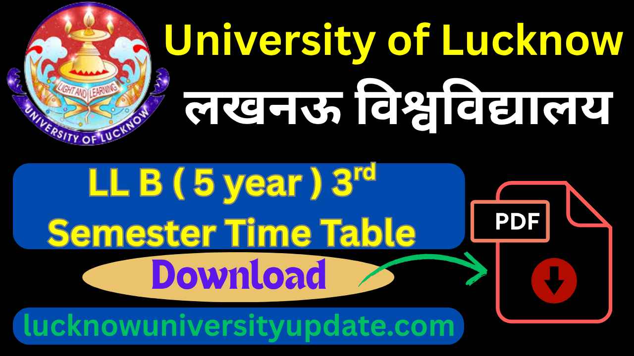 University of Lucknow LL B ( 5 year ) 3rd Semester Time Table