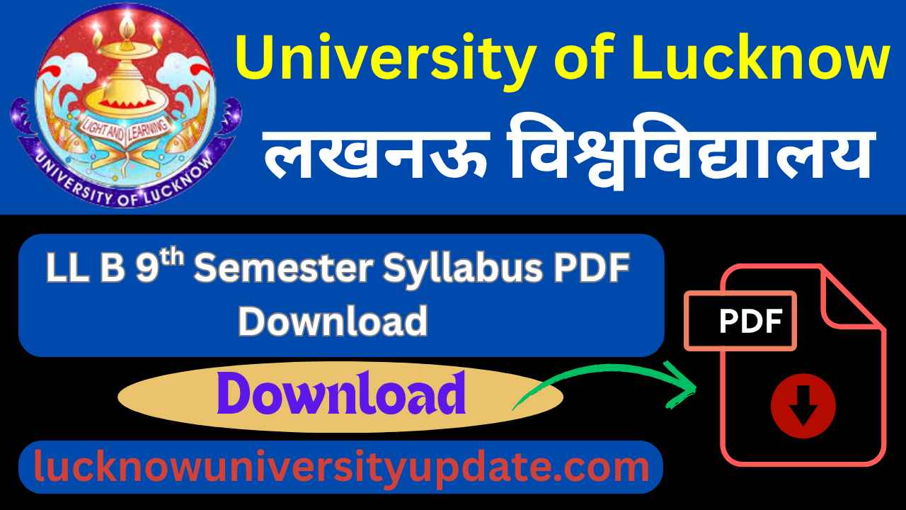 University of Lucknow LL B ( 5 year ) 9th Semester Syllabus PDF Download