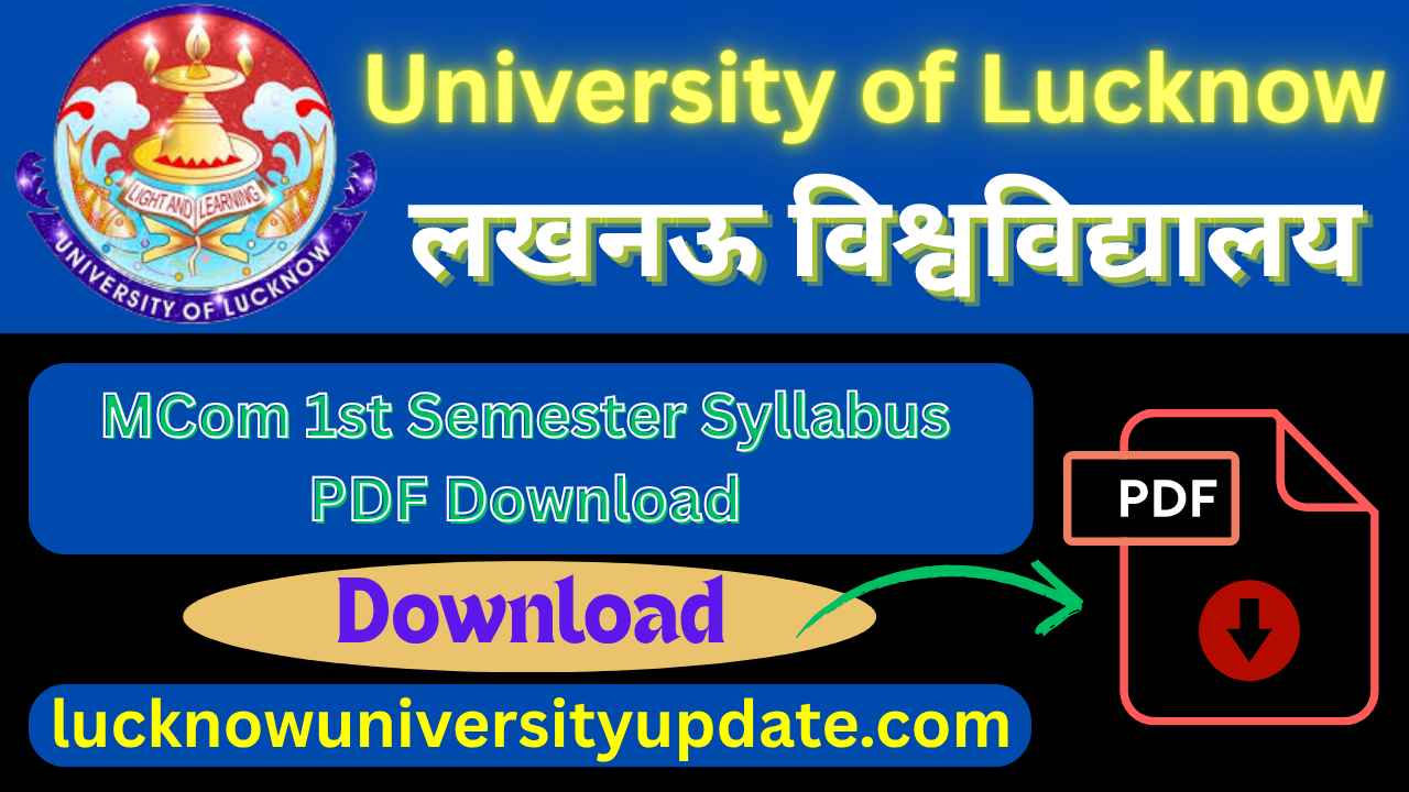 Lucknow University MCom 1st Semester Syllabus PDF Download